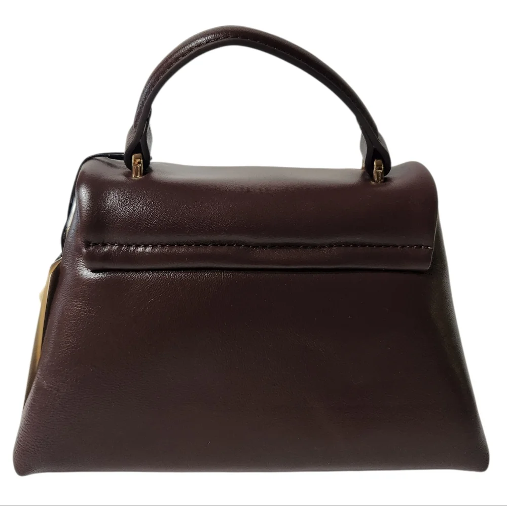 NEW! Ted Baker London Poppy Sheep Grain Leather Mini Satchel Brown w/Gold